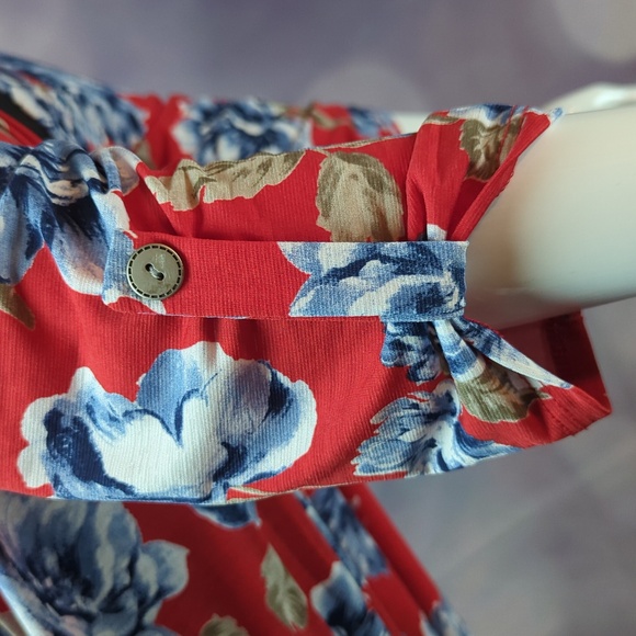 Honeyme Floral 3/4 Sleeve Open Front Cascading Cardigan Size S - Picture 4 of 9